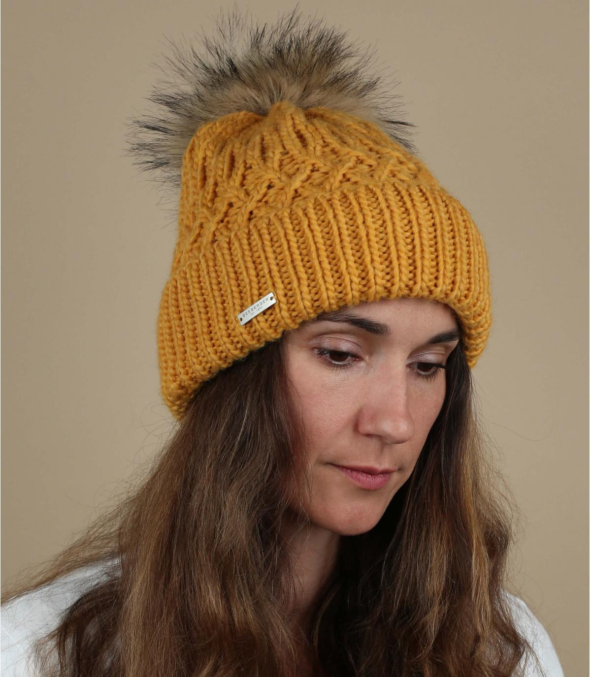 cappello pompon di pelliccia gia Lucy Pompom bronze cappello pompon di pelliccia gia Lucy Pompom bronze